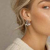 Triple Charm Huggie Hoop Earrings