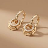 Triple Ring Drop Hoop Earrings