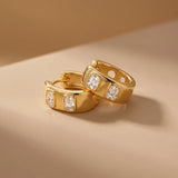 Dual Rectangle Crystal Huggie Earrings