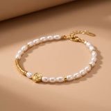 Rose Pearl Charm Bracelet