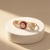 Handcrafted Triple Halo Adjustable Ring
