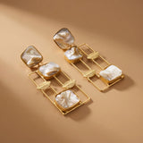 Mother of Pearl Geometric Drop Earrings