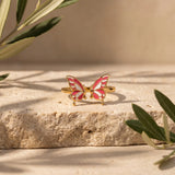Pink Butterfly Open Ring