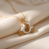 White Enamel Scooter Pendant Necklace