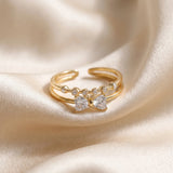 Gold Bow Open Ring – Crystal Bow Ring