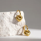Puffy Heart Drop Huggie Earrings