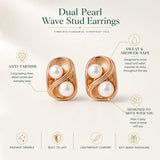 Dual Pearl Wave Stud Earrings