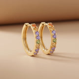 Rainbow Crystal Huggie Hoop Earrings