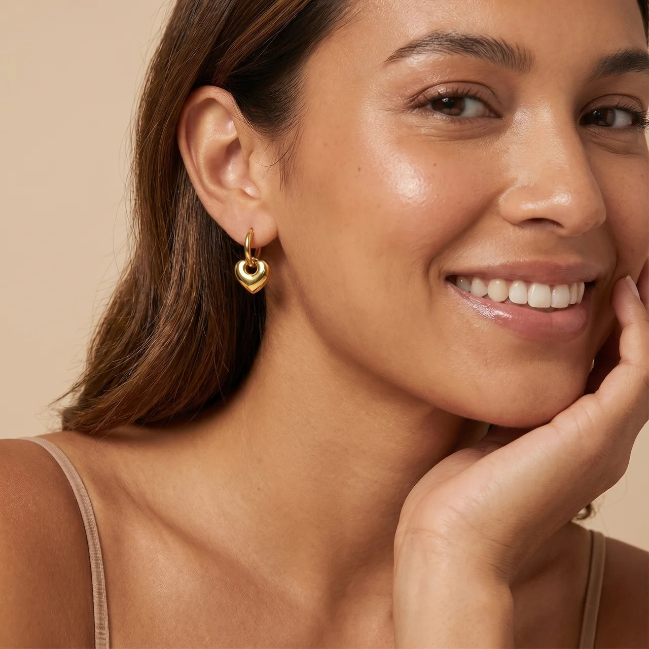 Puffy Heart Drop Huggie Earrings
