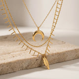 Luna Triple-Layer Crescent Necklace