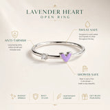 Lavender Heart Open Ring