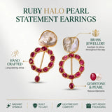 Ruby Halo Pearl Statement Earrings