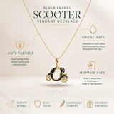 Black Enamel Scooter Pendant Necklace