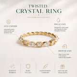 Twisted Crystal Ring – Gold Band with Crystals