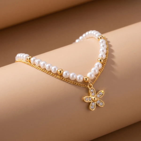 Petal Pearl Charm Bracelet