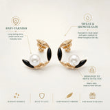 Elegant Pearl & Enamel Earring