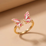 Pink Butterfly Open Ring