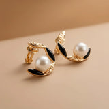 Elegant Pearl & Enamel Earring