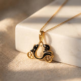 Black Enamel Scooter Pendant Necklace