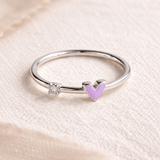 Lavender Heart Open Ring