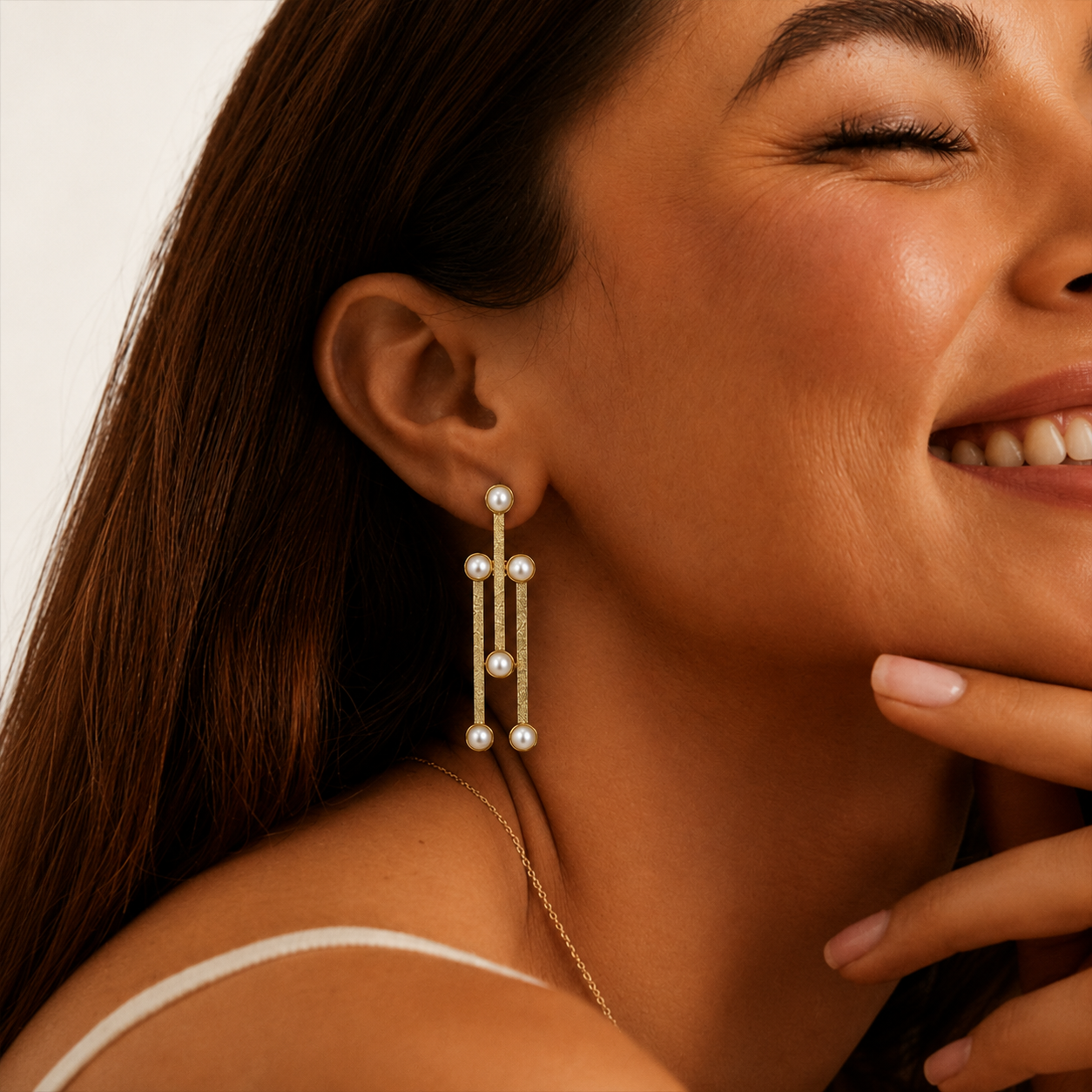 Pearl Linear Drop Earrings