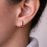 Ruby Crystal Drop Bar Earrings