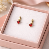 Ruby Crystal Drop Bar Earrings