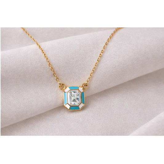 Blue Enamel Pendant Necklace