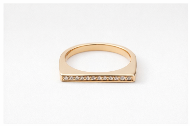Minimalist Bar Pave Ring