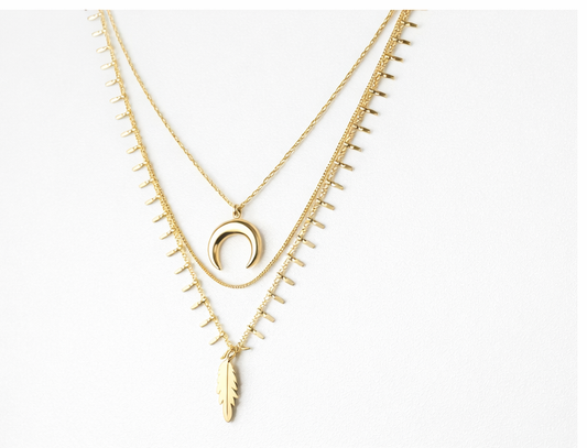 Luna Horn Triple-Layer Necklace