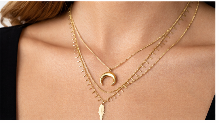 Luna Horn Triple-Layer Necklace
