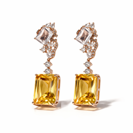 Yellow Citrine Drop Earring