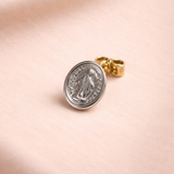Virgin Mary Medallion Stud Earrings