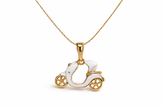 White Scooter Charm Necklace