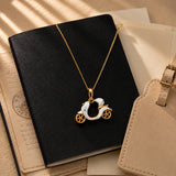 White Enamel Scooter Pendant Necklace